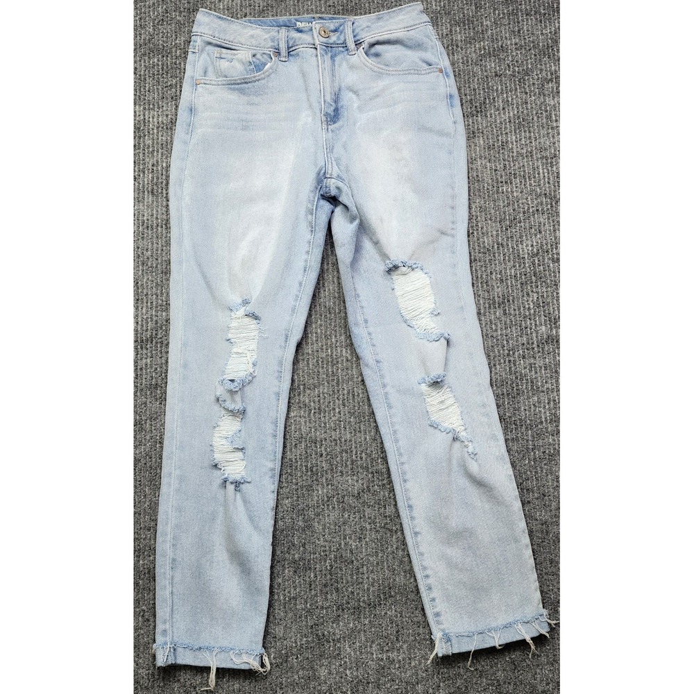 Rewash Super High Rise Mom Jeans Light Wash Distressed Frayed Hem Size 3 26